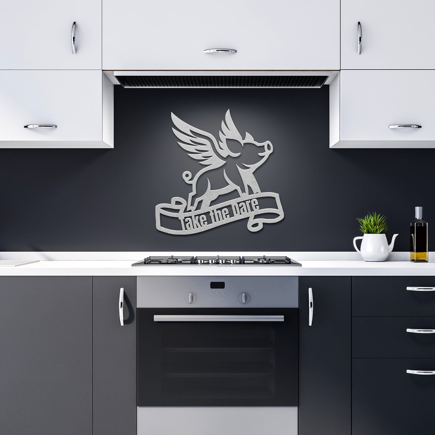 Steel Flying Pig Sign with Personalized Banner